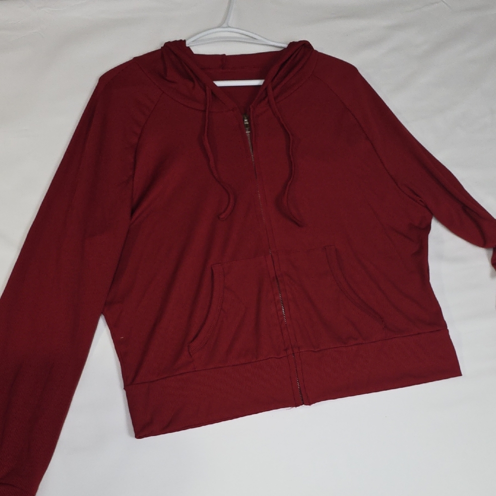 SHEIN Maroon Zip-Up Hoodie 3xl